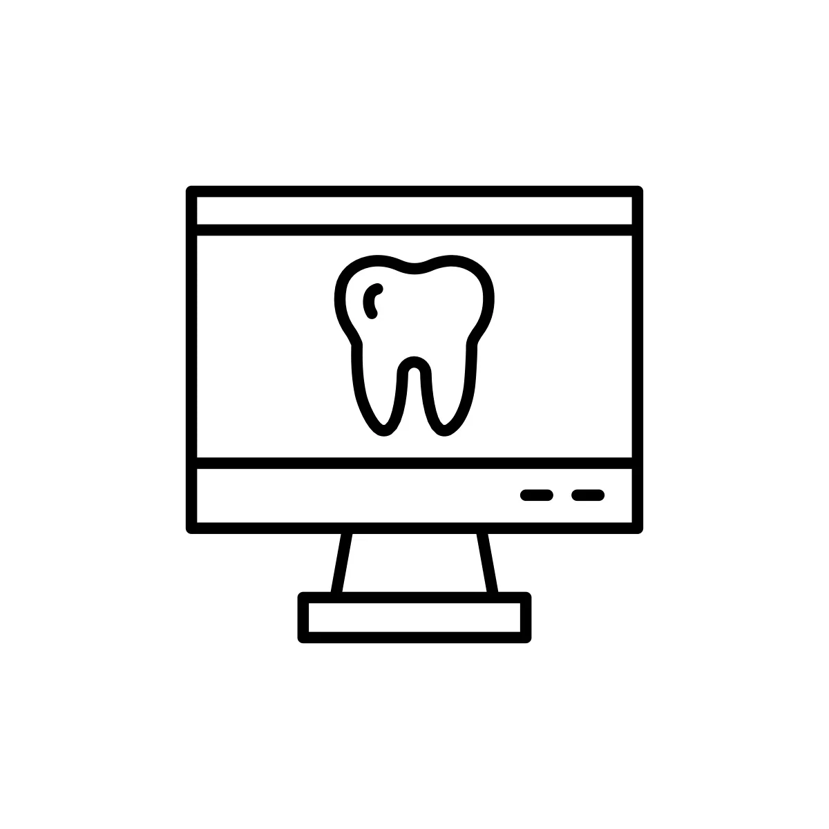 line illustration of tooth on computer screen