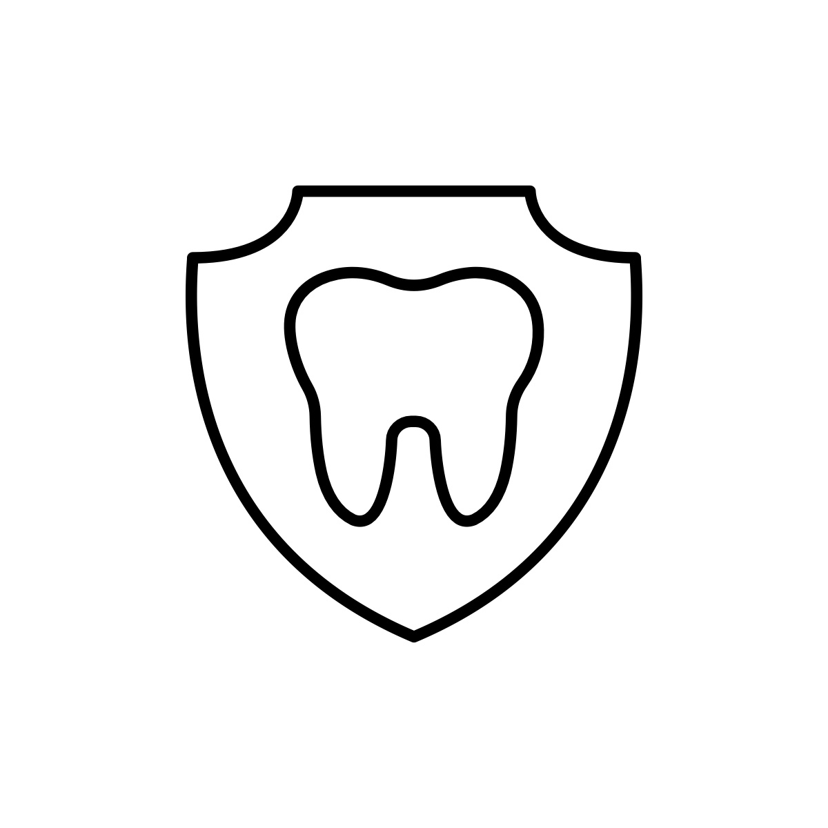 line illustration of tooth within a badge